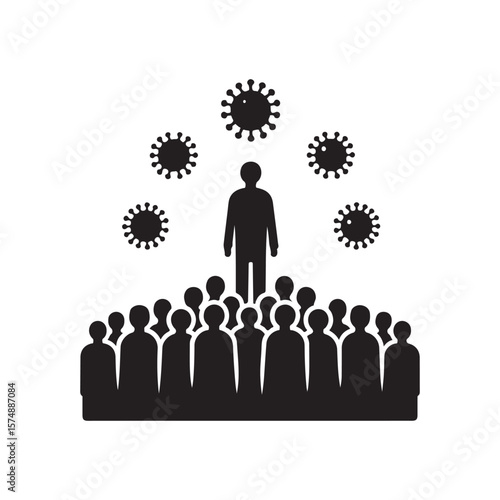 silhouetted crowd vector clip art doodle logo design illustration. people vector graphic collections.