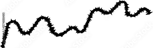 Curved line with sharp turns forming clear, angular corners that break up the design's flow.