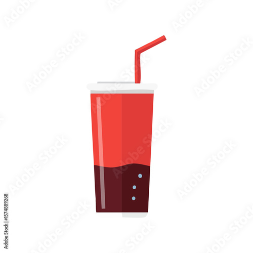 A refreshing cola drink in a paper cup with a straw, perfect for a hot day