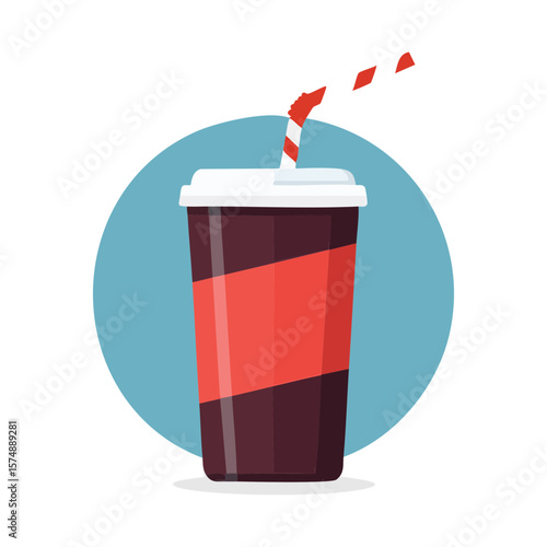 Refreshing beverage in a paper cup with a straw