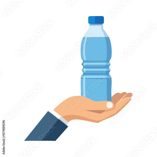 A refreshing bottle of water gracefully held out in a human hand. The water appears crystal clear, promising hydration and vitality