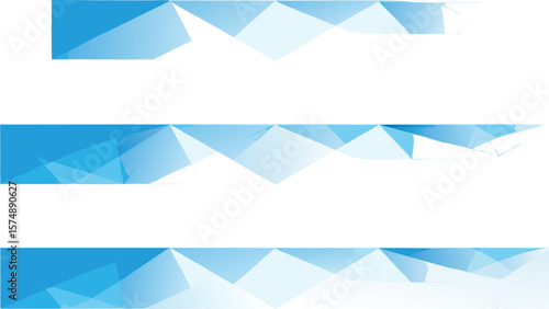 Abstract background with blue and white polygonal shapes arranged in horizontal bands pattern design