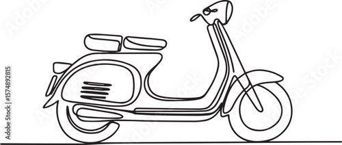 Classic scooter motorcycle in continuous one line drawing minimalist single line art illustration

