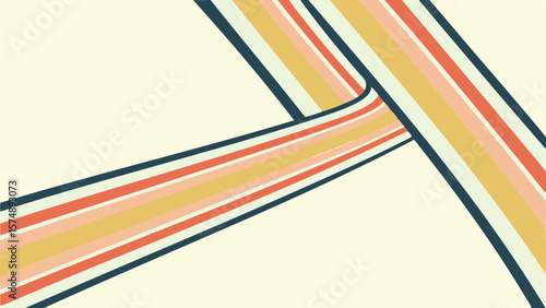 Colorful striped bands intersecting on a light background creating a retro modern aesthetic design effect
