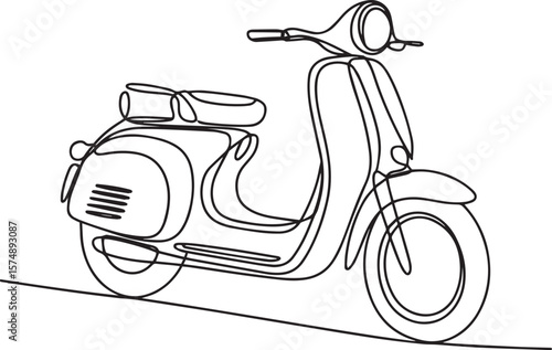 Classic scooter motorcycle in continuous one line drawing minimalist single line art illustration

