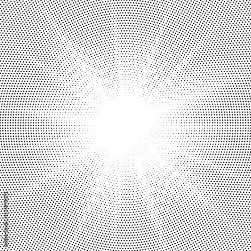 Halftone texture dot radial background, cartoon comic retro pop art dot border, halftone shadow