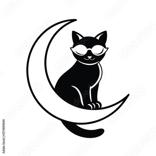 stylized-black-cat-wearing-sunglass-sitting-on-a-c (8).eps