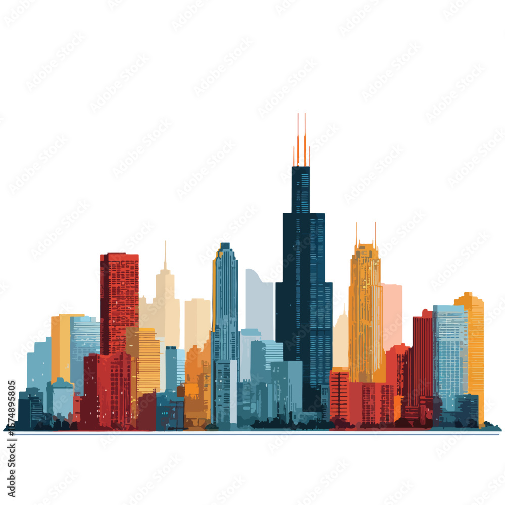 Fototapeta premium chicago skyline isolated 