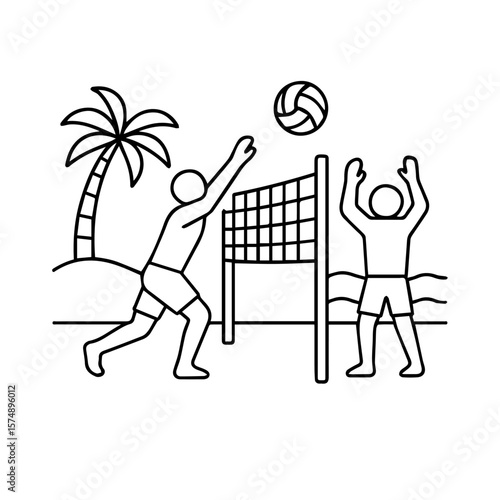 line icon beach volleyball vector on white background
Vector icon on white background