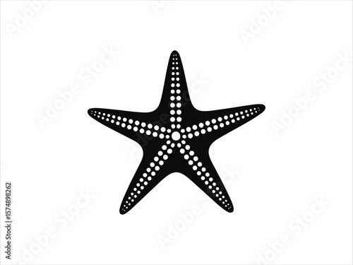 Stylized black starfish with white dots on a white background