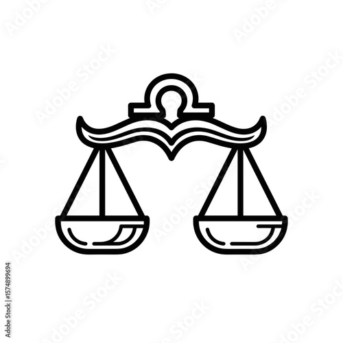 Simple outline of scales representing balance and fairness in a minimalist design