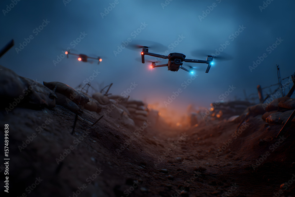 Fototapeta premium drones survey the area