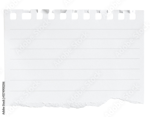 Horizontal Strip of White Ripped Paper with Jagged Torn Edges, Isolated PNG