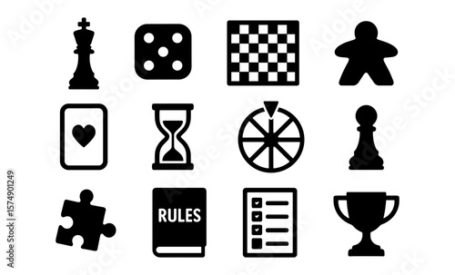 Board game elements collection: classic icons for strategy and fun