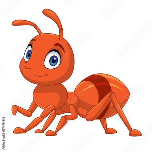 Cartoon ant isolated on white background