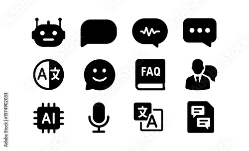 Minimalist communication and ai icons set for modern apps