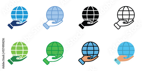 Global Reach Icons Set Vector Multiple Style Collection