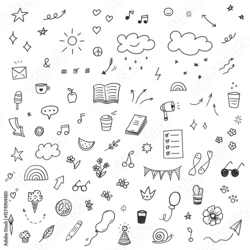 Scribbles elements line art vector