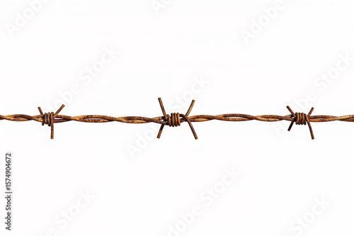 Wallpaper Mural Rusty barbed wire fence with sharp metal barbs against a white background Torontodigital.ca