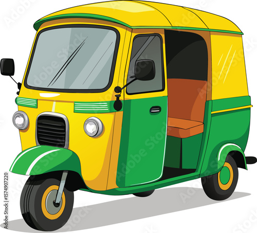 Colorful Auto Rickshaw Indian Three-Wheeler Taxi Transport