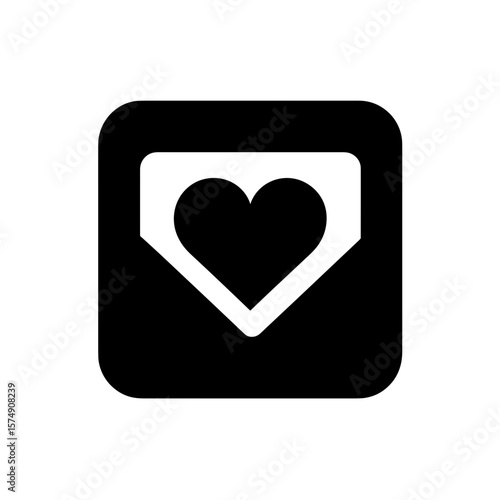 Heart inside an envelope icon displayed with a rounded square shape in a graphic rendering style