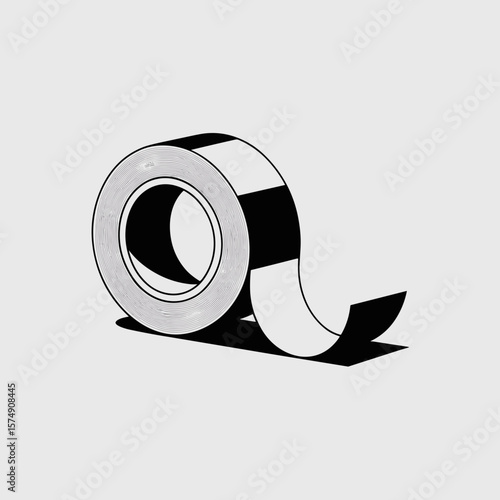 roll of clear adhesive tape with curled strip on white background – great for office supplies, packaging, or functional product visuals