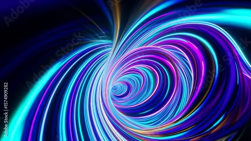 A vibrant, swirling vortex of blue and purple light emanating against a dark background, creating a sense of depth and motion.