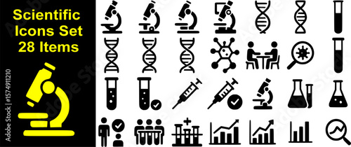 Scientific Icons Set – Vector Collection of Science and Research Symbols
