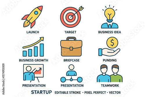 The icons for startup lines are editable and have a stroke that is pixel perfect