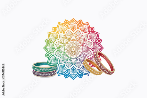 Bangle Mandala Colorful Logo Vector On White Background.01