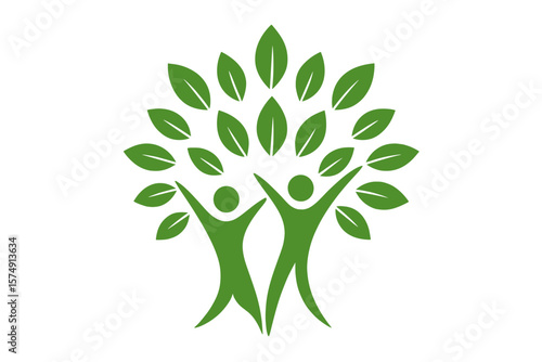 The terms people, tree, leaf, ecology, nature, logo, wellness, healthy, and life are all interconnected