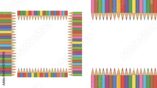 Colorful pencils border frame graphic design element for back to school and art projects design 100 char