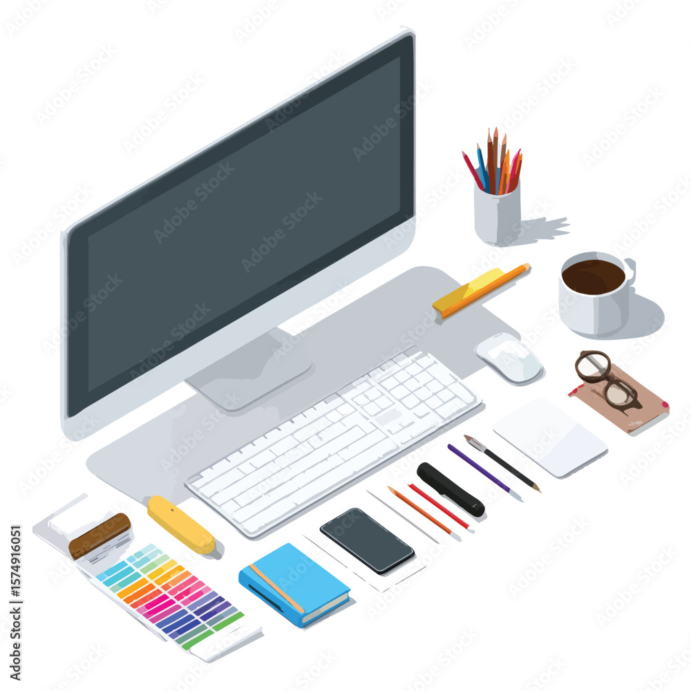 Fototapeta premium computer monitor and keyboard