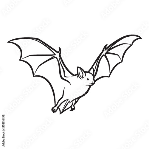 Solid Bat Small Form Outline - Bat vector - Bat Line art - Bat Drawing - Vector Lineart of Bat - Bat icon - its commanding intricate tiny shape

