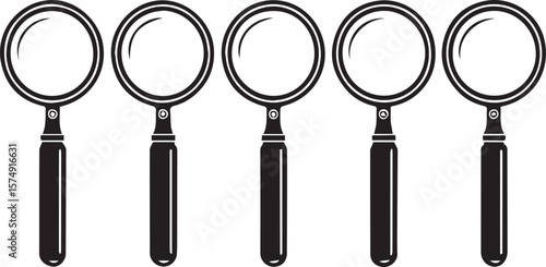 Magnifying glass set with different lenses isolated on a white background for search and zoom tool concept