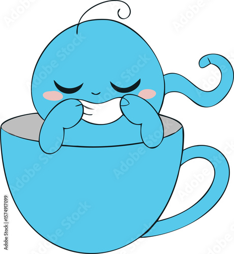 Sleepy Pink Monster with Droopy Eyes