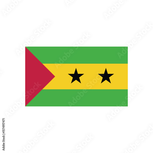 Illustration of the national flag of sao tome and principe with red triangle and two black stars centered 100