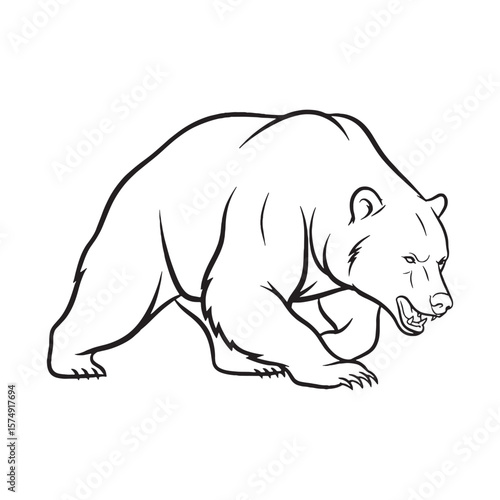 Deepest Bear Resilience Understanding - Bear vector - Bear Line art - Bear Drawing - Vector Lineart of Bear - Bear icon - its enduring hardy unchanging soul

