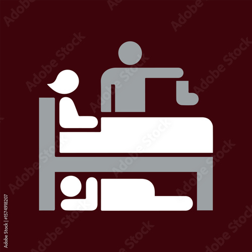 Emergency Shelter and Homeless Care Vector – Night Shelter, Bed Space, and Social Support Icon