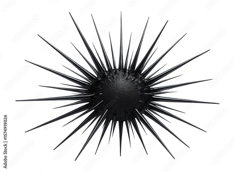 Obraz premium Long-spined sea urchin with elongated, sharp spines and dark central body