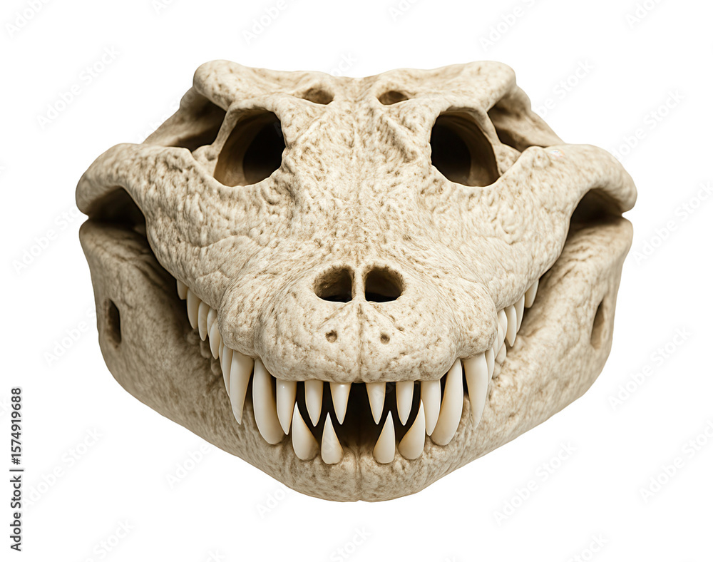Fototapeta premium Crocodile skull with robust jawline and interlocking teeth