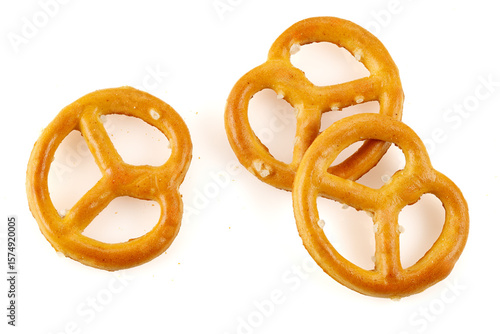 Pretzels with salt close-up Isolated on a white background.