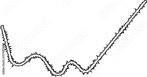A curved stroke with sharp and uneven transitions, creating an irregular visual rhythm.