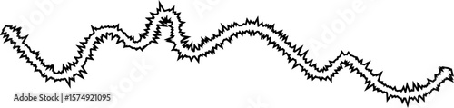 A dynamic line formed by sharp, flowing wave-like curves, creating a rhythmic and organic outline.