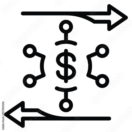 Digital Economy Shift Icon Line Vector Illustration