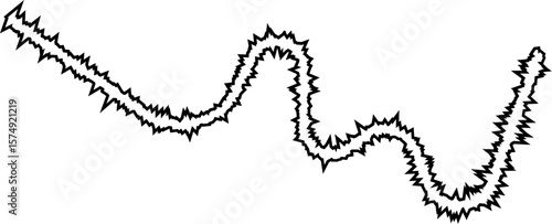 A zigzag pattern with sharp, distorted angles and uneven curves, resulting in a fragmented, jagged outline.