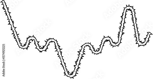 A zigzag outline with erratic, sharp turns and uneven paths, forming a chaotic and dynamic visual rhythm.