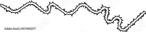 A jittery line with sharp, unsteady curves and abrupt transitions, creating an erratic and dynamic visual structure.