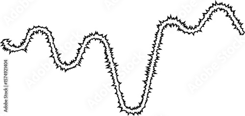 A curved line with sharp angles and slight distortion, creating a skewed and asymmetrical visual flow.