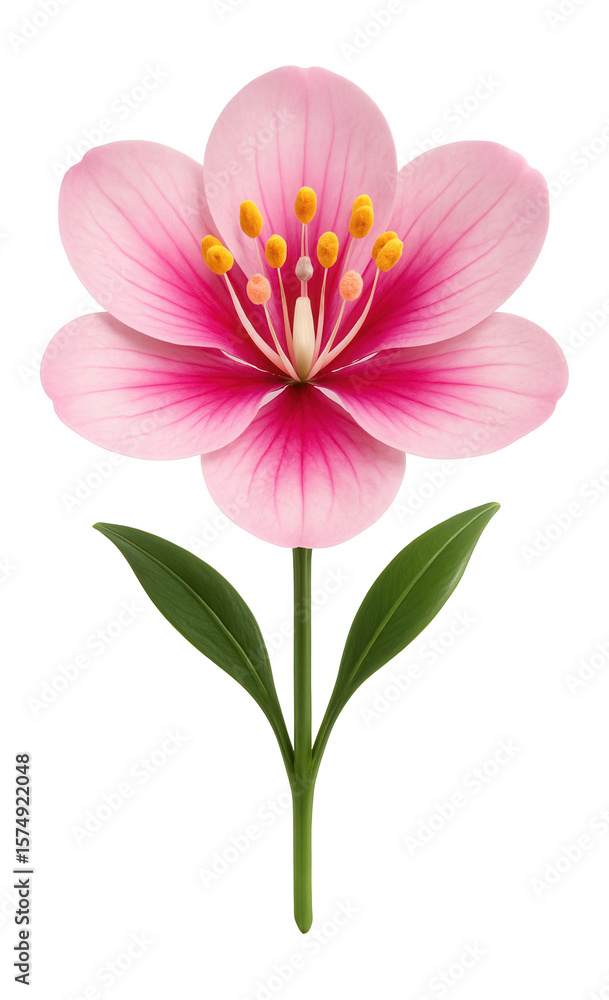 Fototapeta premium Hermaphroditic flowering plant with both stamens and pistils visible in bloom